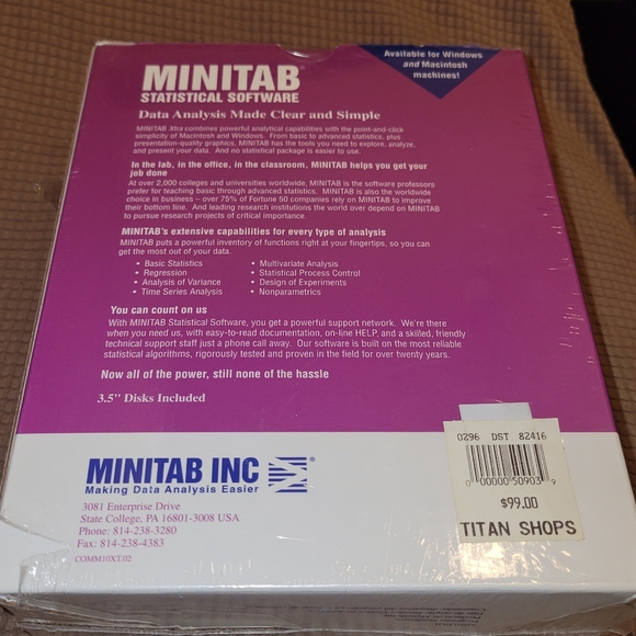 MINITAB Statistical Software Release 10Xtra for Macintosh & Power Macintosh NEW! - Picture 7 of 8